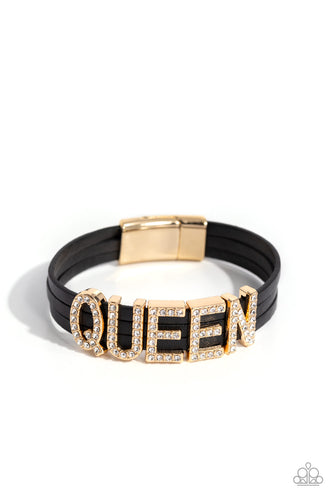 Queen of My Life - Gold-Jewelry-Paparazzi Accessories, Just Because Jewels-Just Because Jewels