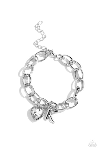 Guess Now Its INITIAL - White - K-Jewelry-Paparazzi Accessories, Just Because Jewels-Just Because Jewels