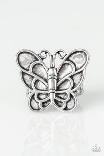 Sky High Butterfly - Silver-Jewelry-Just Because Jewels, Paparazzi Accessories-Just Because Jewels