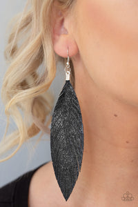 Feather Fantasy - Black-Jewelry-Just Because Jewels, Paparazzi Accessories-Just Because Jewels