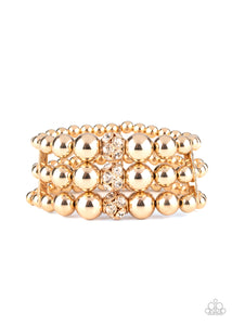 Icing On The Top - Gold-Jewelry-Just Because Jewels, Paparazzi Accessories-Just Because Jewels