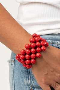 Tiki Tropicana - Red-Jewelry-Just Because Jewels, Paparazzi Accessories-Just Because Jewels