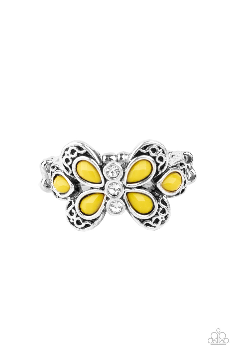 Boho Butterfly - Yellow-Jewelry-Just Because Jewels, Paparazzi Accessories-Just Because Jewels