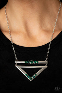 Triangulated Twinkle - Green-Jewelry-Just Because Jewels, Paparazzi Accessories-Just Because Jewels