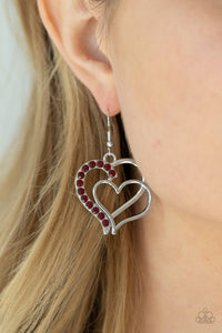 Double The Heartache - Red-Jewelry-Just Because Jewels, Paparazzi Accessories-Just Because Jewels