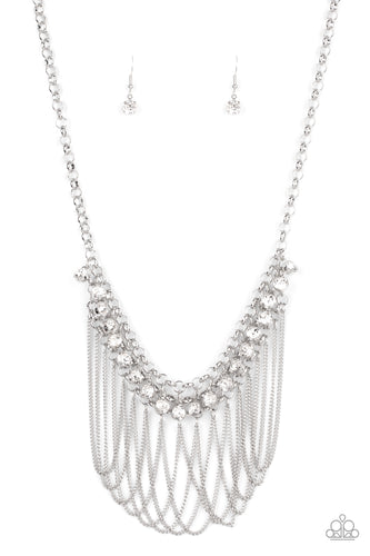 Flaunt Your Fringe - White-Jewelry-Just Because Jewels, Paparazzi Accessories-Just Because Jewels