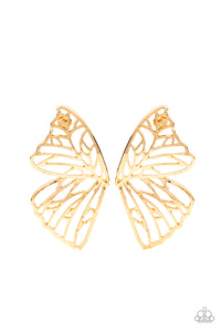 Butterfly Frills - Gold-Jewelry-Just Because Jewels, Paparazzi Accessories-Just Because Jewels