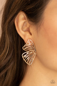 Butterfly Frills - Gold-Jewelry-Just Because Jewels, Paparazzi Accessories-Just Because Jewels