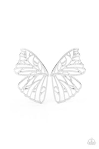 Butterfly Frills - Silver-Jewelry-Just Because Jewels, Paparazzi Accessories-Just Because Jewels