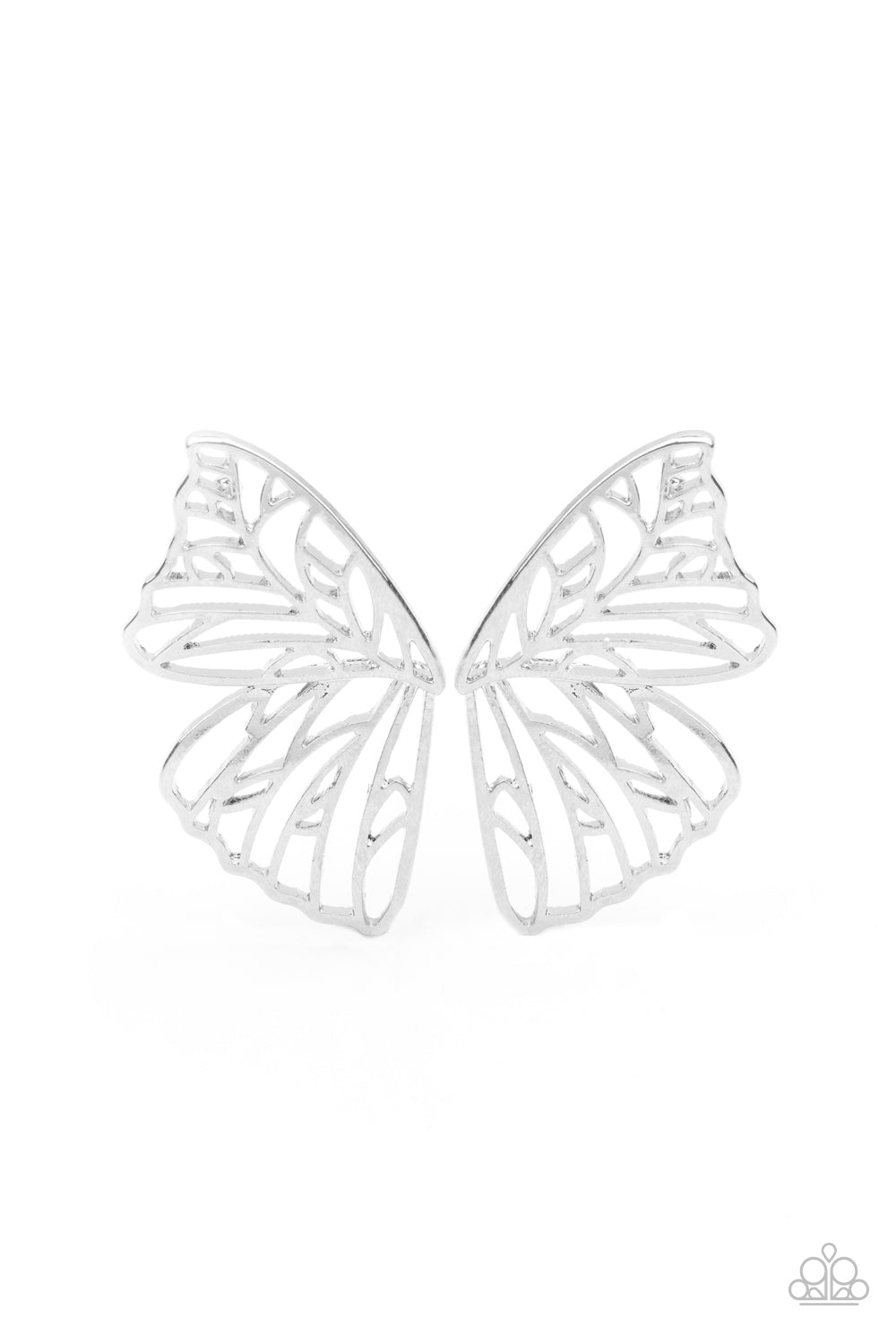 Butterfly Frills - Silver-Jewelry-Just Because Jewels, Paparazzi Accessories-Just Because Jewels