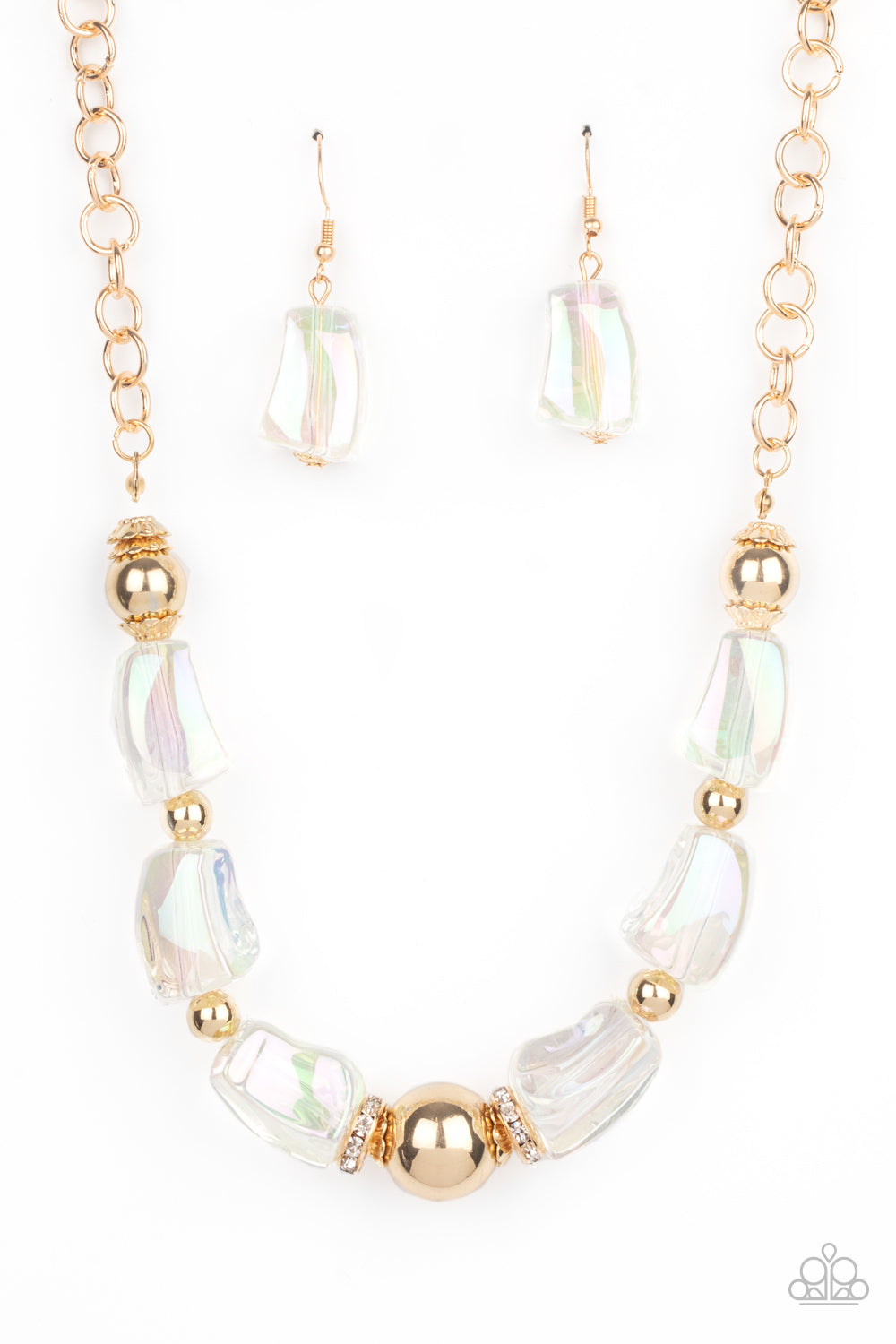 Iridescently Ice Queen - Gold-Jewelry-Just Because Jewels, Paparazzi Accessories-Just Because Jewels