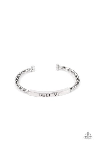 Keep Calm and Believe - Silver-Jewelry-Just Because Jewels, Paparazzi Accessories-Just Because Jewels