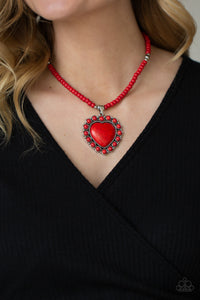 A Heart Of Stone - Red-Jewelry-Just Because Jewels, Paparazzi Accessories-Just Because Jewels