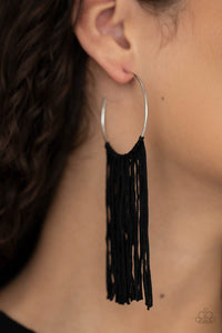 Flauntable Fringe - Black-Jewelry-Just Because Jewels, Paparazzi Accessories-Just Because Jewels