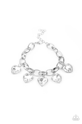 Candy Heart Charmer - White-Jewelry-Just Because Jewels, Paparazzi Accessories-Just Because Jewels