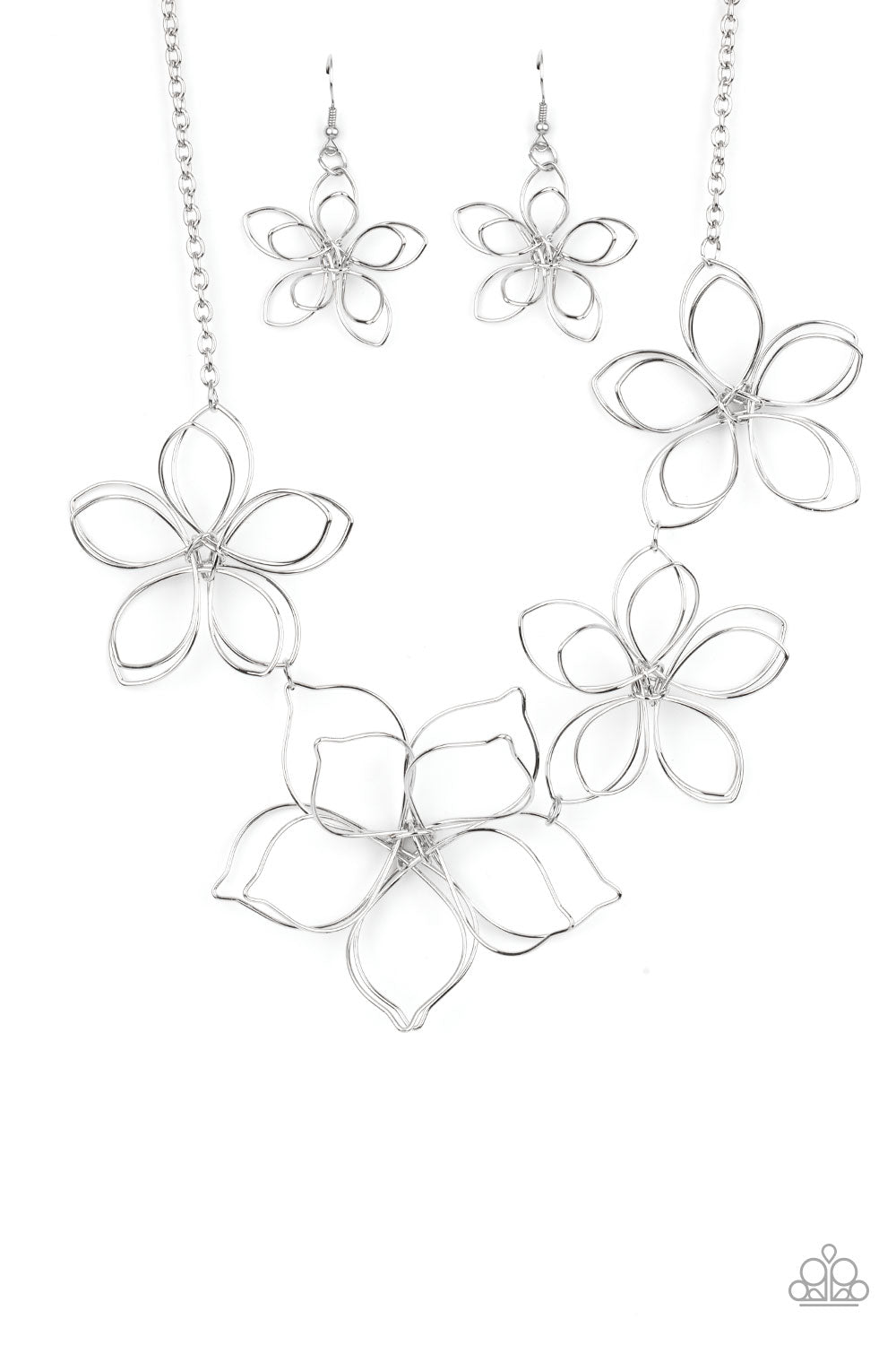 Flower Garden Fashionista - Silver-Jewelry-Just Because Jewels, Paparazzi Accessories-Just Because Jewels