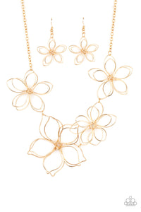 Flower Garden Fashionista - Gold-Jewelry-Just Because Jewels, Paparazzi Accessories-Just Because Jewels