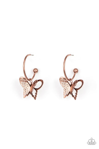 Butterfly Freestyle - Copper-Jewelry-Just Because Jewels, Paparazzi Accessories-Just Because Jewels