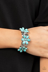 Desert Flower Patch - Blue-Jewelry-Just Because Jewels, Paparazzi Accessories-Just Because Jewels