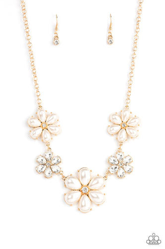 Fiercely Flowering - Gold-Jewelry-Just Because Jewels, Paparazzi Accessories-Just Because Jewels