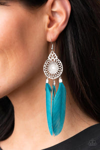 Pretty in PLUMES - Blue-Jewelry-Paparazzi Accessories, Just Because Jewels-Just Because Jewels