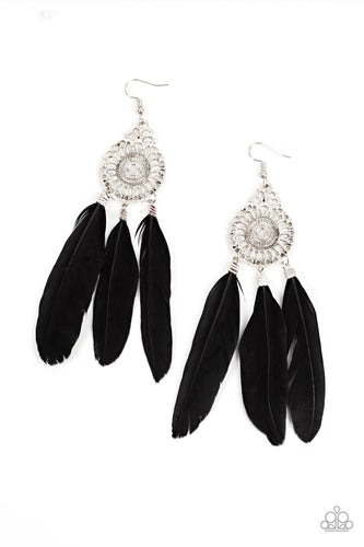 Pretty in PLUMES - Black-Jewelry-Paparazzi Accessories, Just Because Jewels-Just Because Jewels