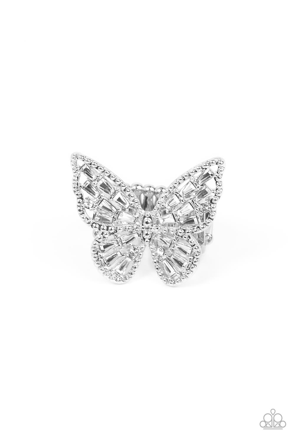 Bright-Eyed Butterfly - White-Jewelry-Paparazzi Accessories, Just Because Jewels-Just Because Jewels