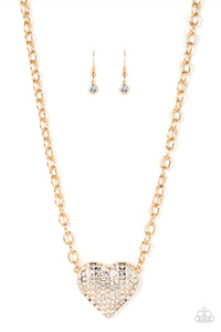 Heartbreakingly Blingy - Gold-Jewelry-Just Because Jewels, Paparazzi Accessories-Just Because Jewels