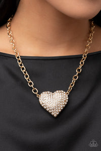 Heartbreakingly Blingy - Gold-Jewelry-Just Because Jewels, Paparazzi Accessories-Just Because Jewels