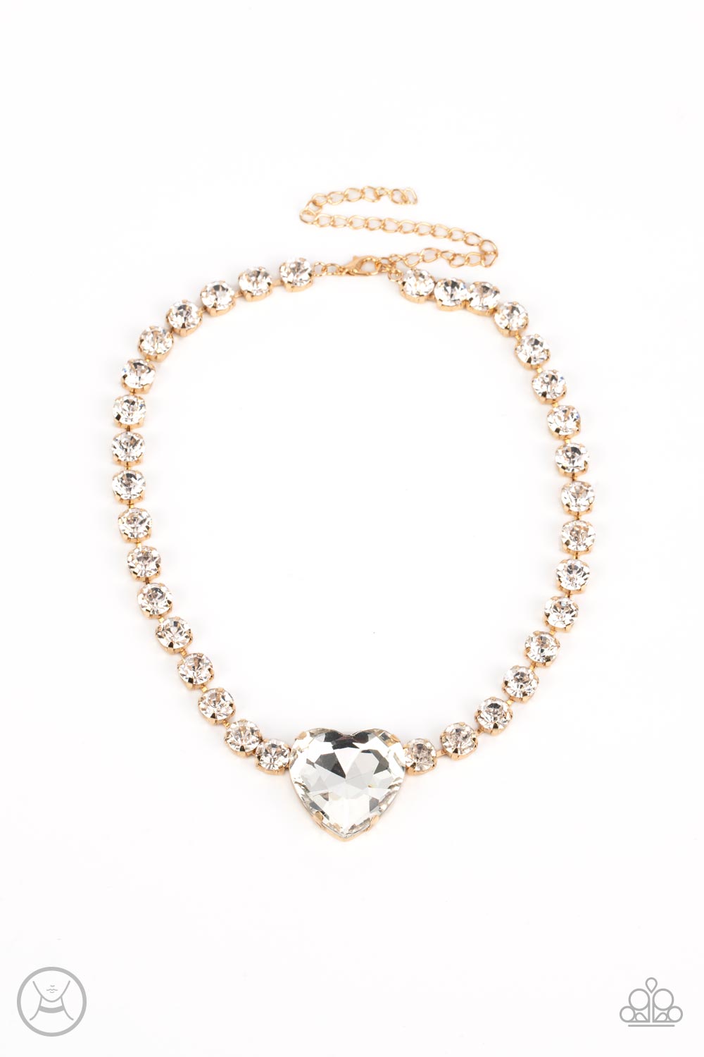 Heart in My Throat - Gold-Jewelry-Paparazzi Accessories, Just Because Jewels-Just Because Jewels