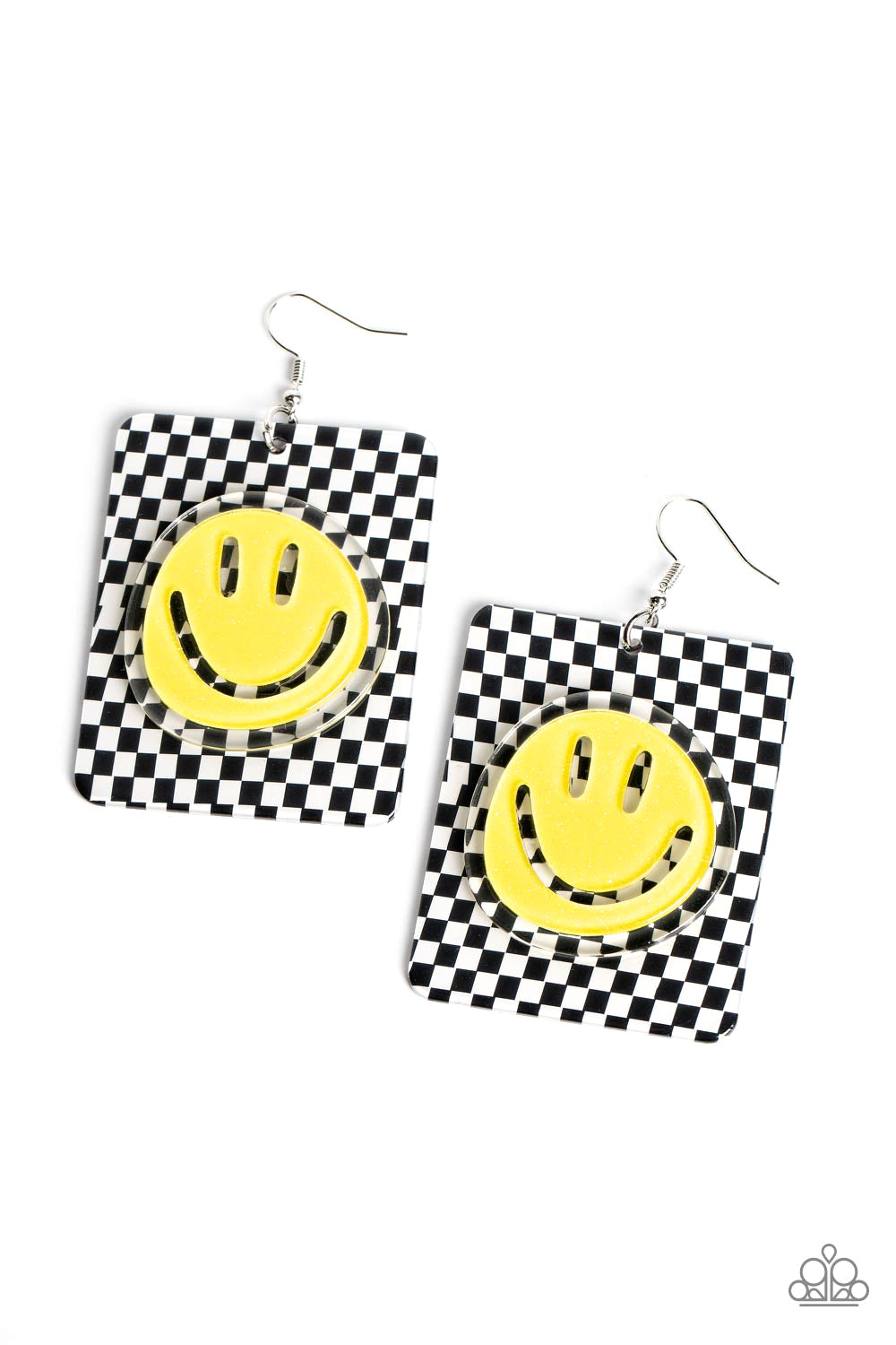 Cheeky Checkerboard - Yellow-Jewelry-Paparazzi Accessories, Just Because Jewels-Just Because Jewels