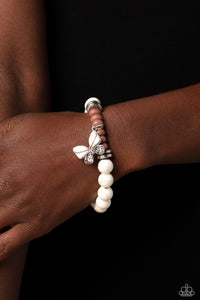 Bold Butterfly - White-Jewelry-Paparazzi Accessories, Just Because Jewels-Just Because Jewels