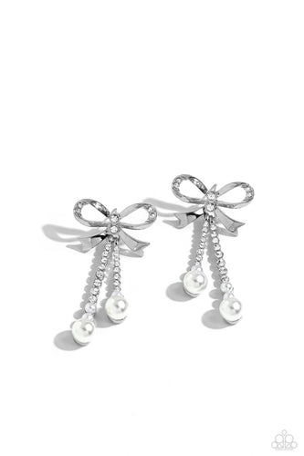 Bodacious Bow - White-Jewelry-Paparazzi Accessories, Just Because Jewels-Just Because Jewels