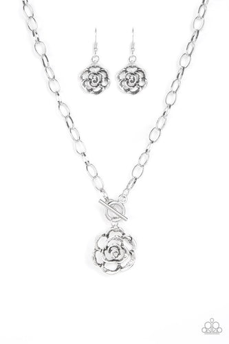 Beautifully In Bloom - Silver-Jewelry-Just Because Jewels, Paparazzi Accessories-Just Because Jewels