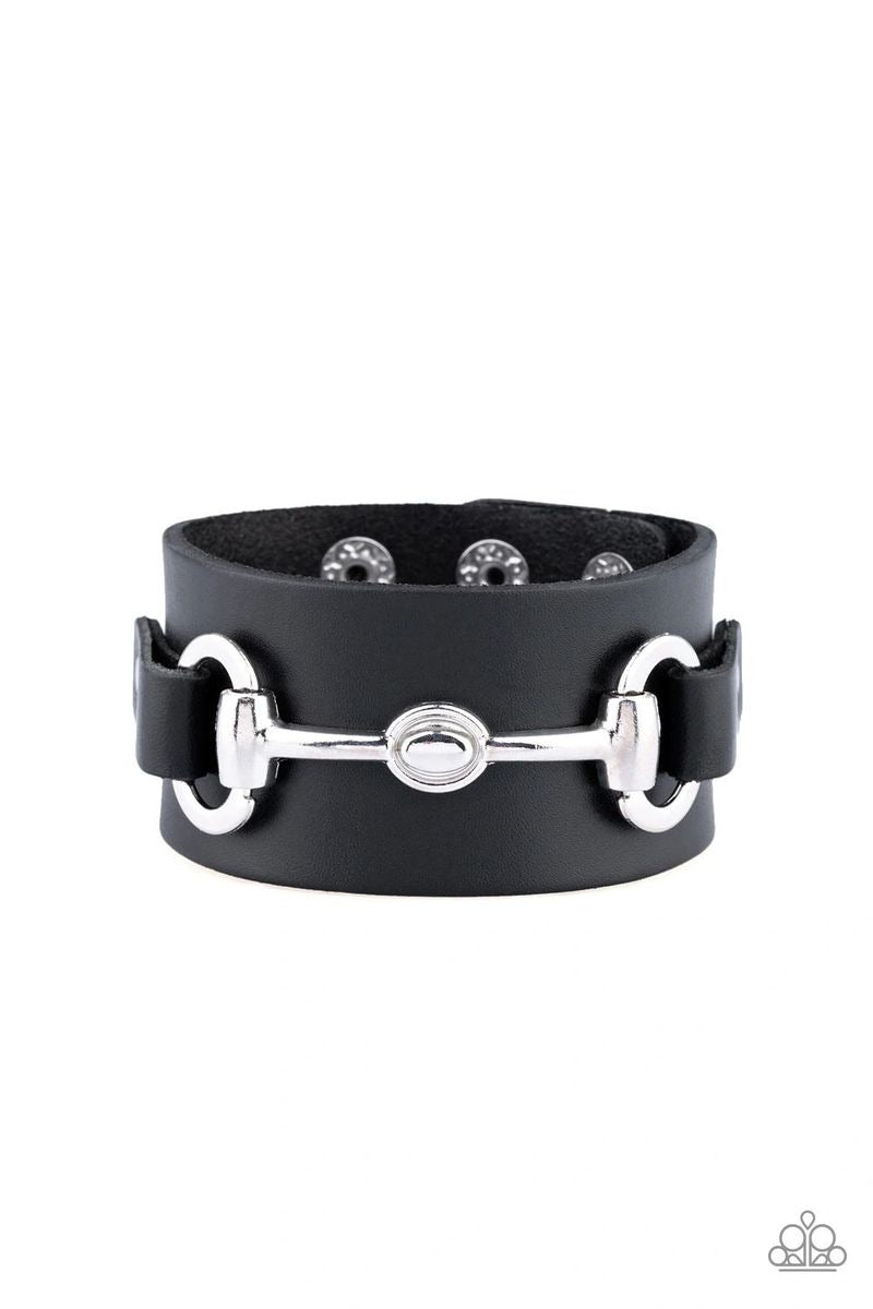 Biker Band - Black-Jewelry-Just Because Jewels, Paparazzi Accessories-Just Because Jewels