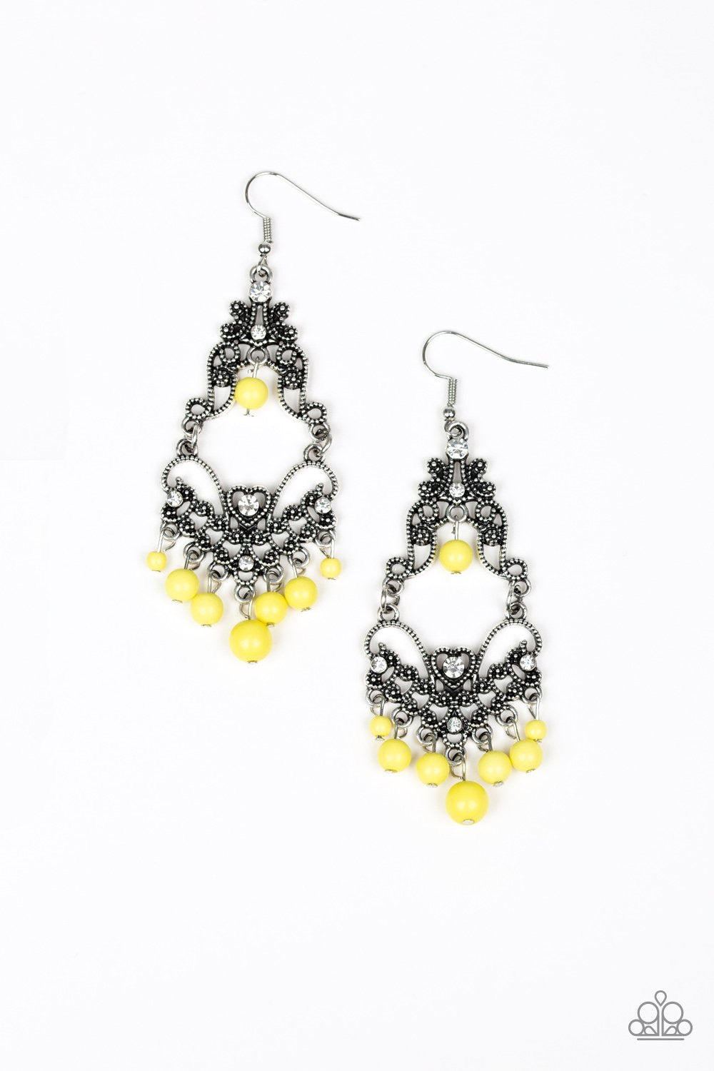 Colorfully Cabaret - Yellow-Jewelry-Just Because Jewels, Paparazzi Accessories-Yellow-Just Because Jewels