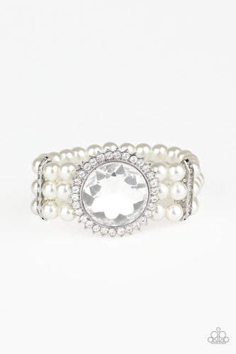 Speechless Sparkle - White-Just Because Jewels, Paparazzi Accessories-Just Because Jewels