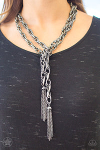 SCARFed for Attention-Just Because Jewels, Paparazzi Accessories-Gunmetal-Just Because Jewels