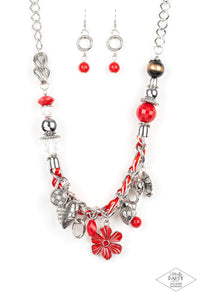 Charmed, I Am Sure - Black-Jewelry-Just Because Jewels, Paparazzi Accessories-Red-Just Because Jewels