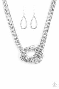 Knotted Knockout-Just Because Jewels, Paparazzi Accessories-Silver-Just Because Jewels